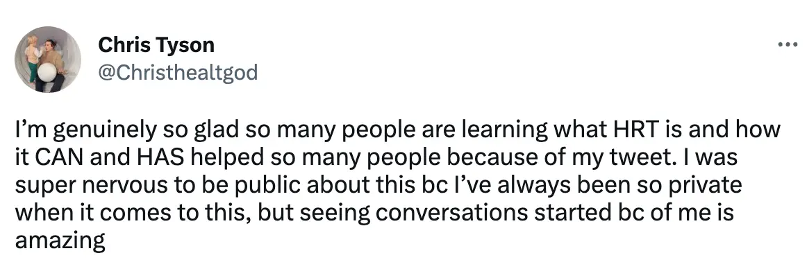 Tyson is thankful for the conversations his announcement has sparked.