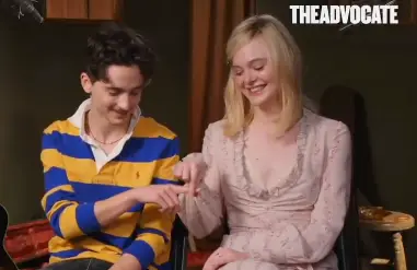 Timothée Chalamet and Elle Fanning sat with the reporter to discuss their roles in a new biopic (Advocate channel)