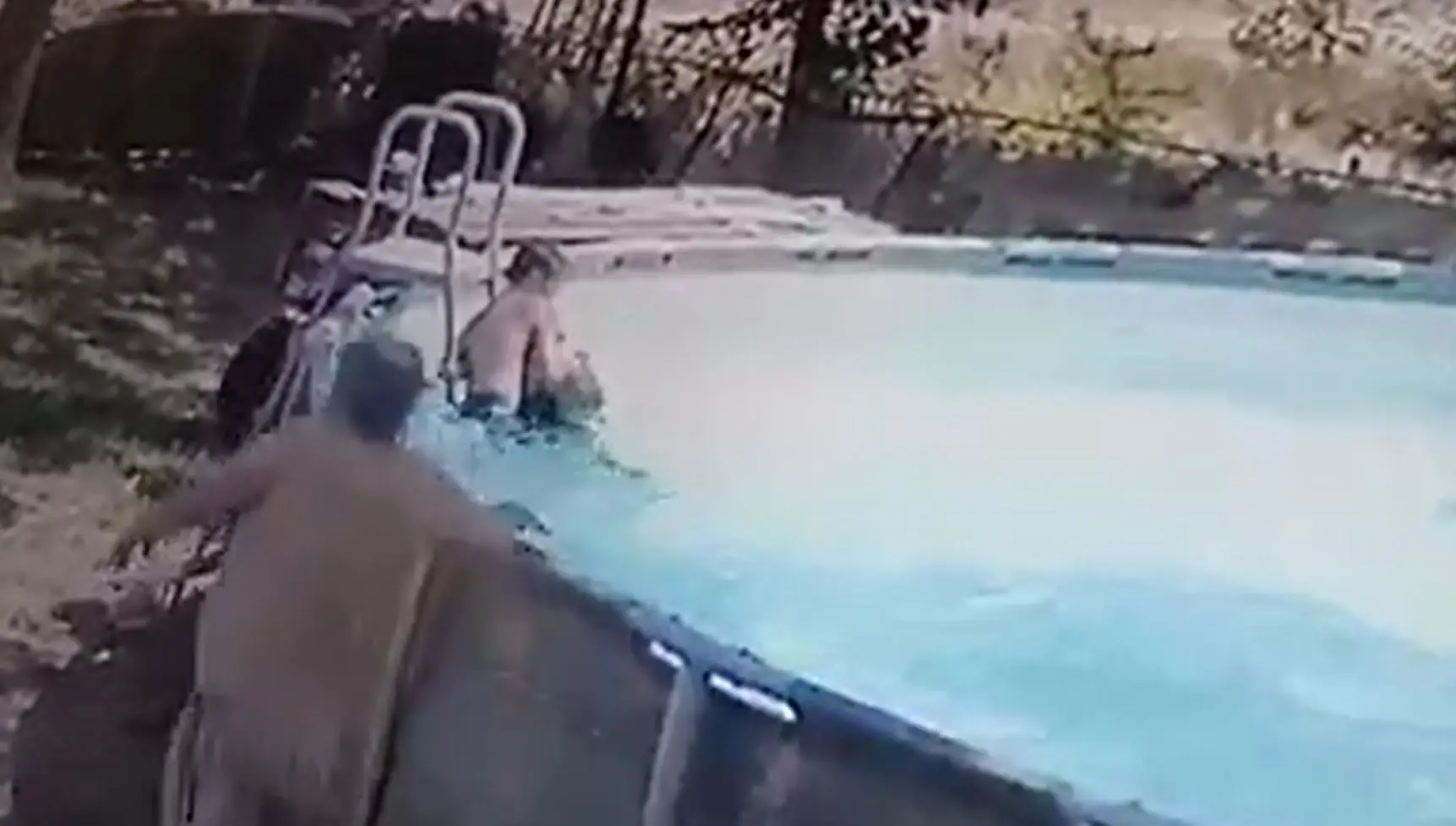 Hailed as a hero, Gavin kept his mum out of the water until her dad could get there and help her out of the pool.