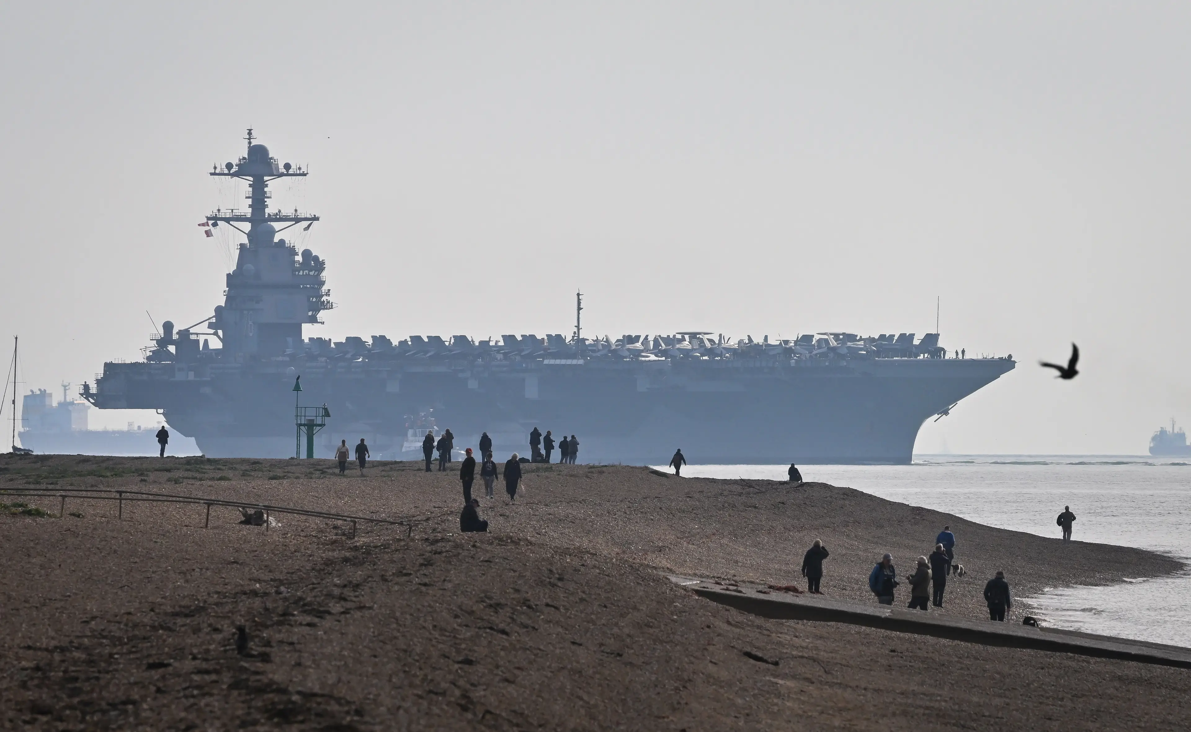 The USS Gerald R Ford is the largest aircraft carrier in the world and the US' most advanced (Finnbarr Webster/Getty Images)