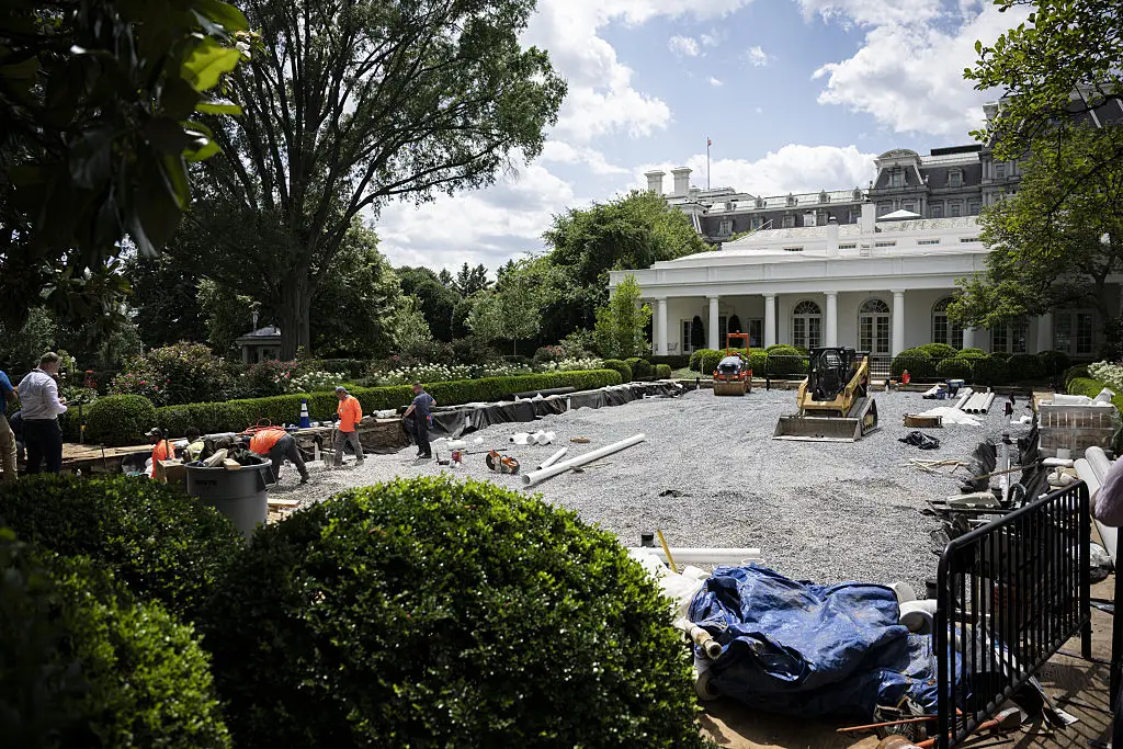 The Rose Garden lawn has been paved over (Celal Gunes/Anadolu via Getty Images)