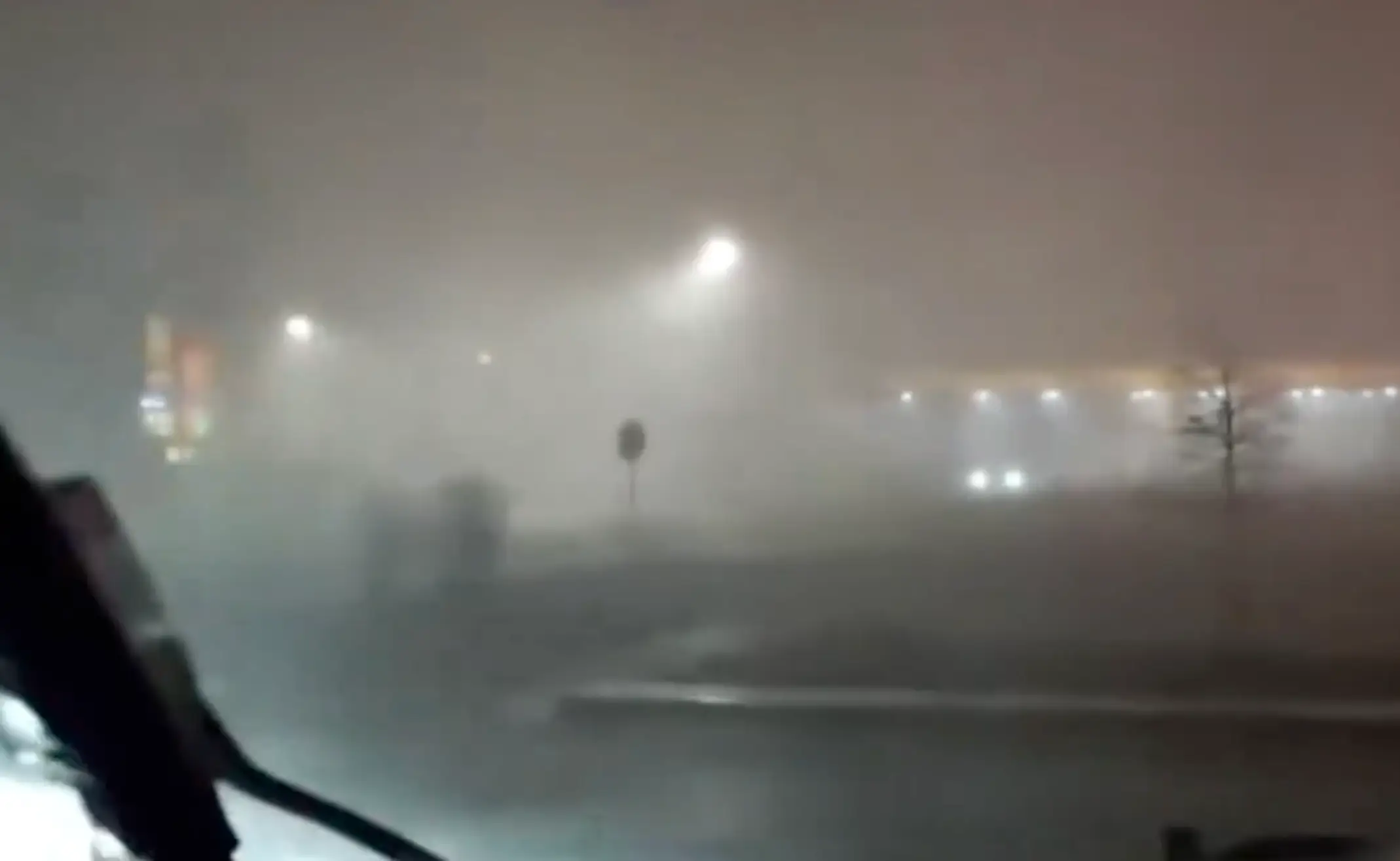 Seconds later visibility completely drops as the tornado moves in (Twitter/WeatherNation)