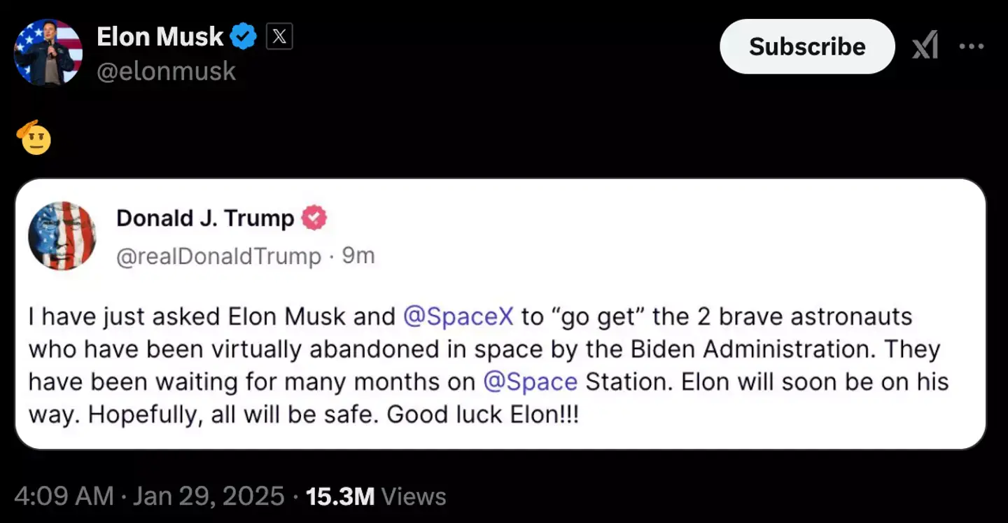 Elon Musk responded to Trump's calls with a salute (Truth Social/Donald Trump/Twitter/Elon Musk)
