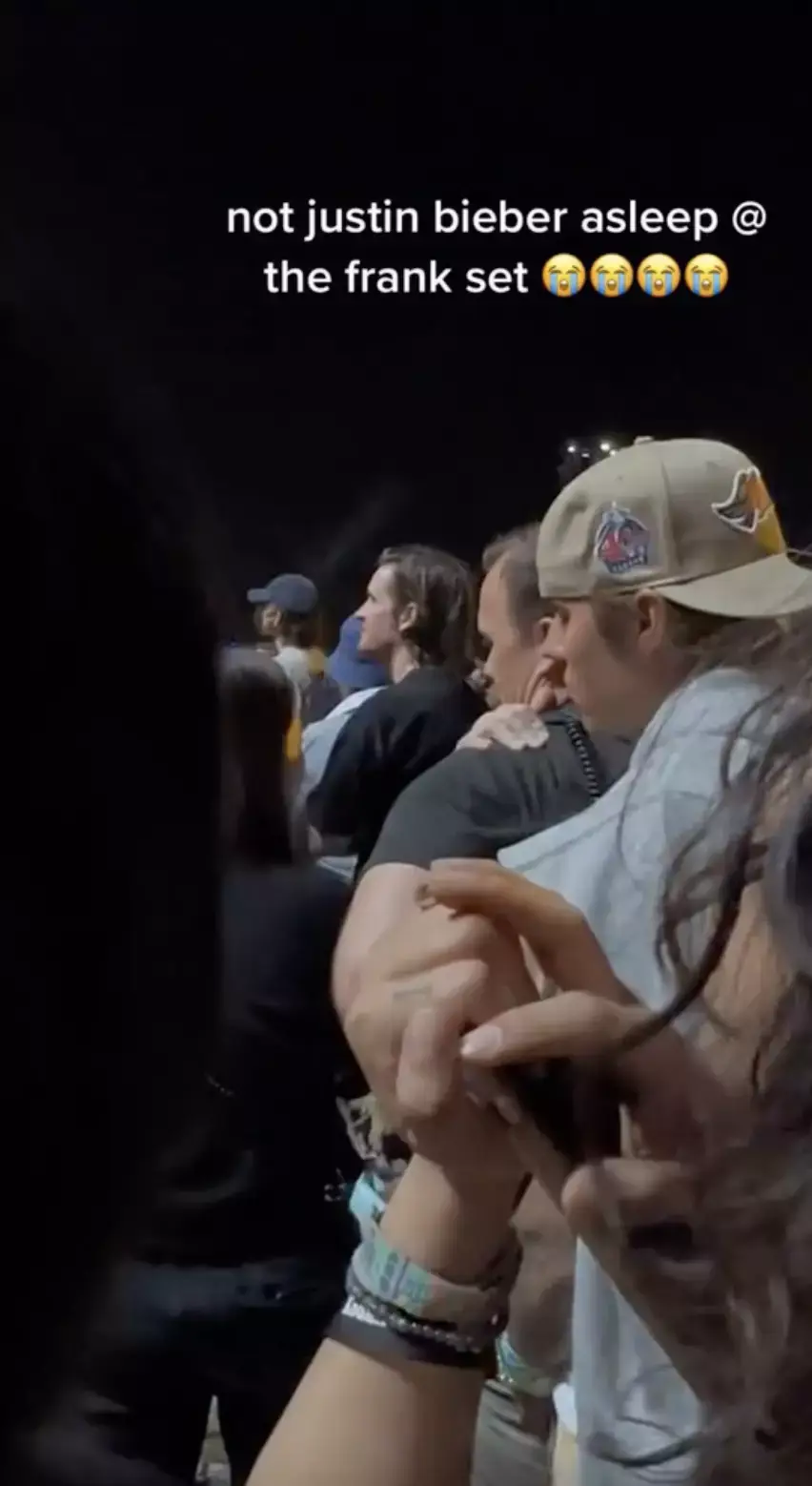 Justin looked a bit sleepy during Frank Ocean's Coachella set.