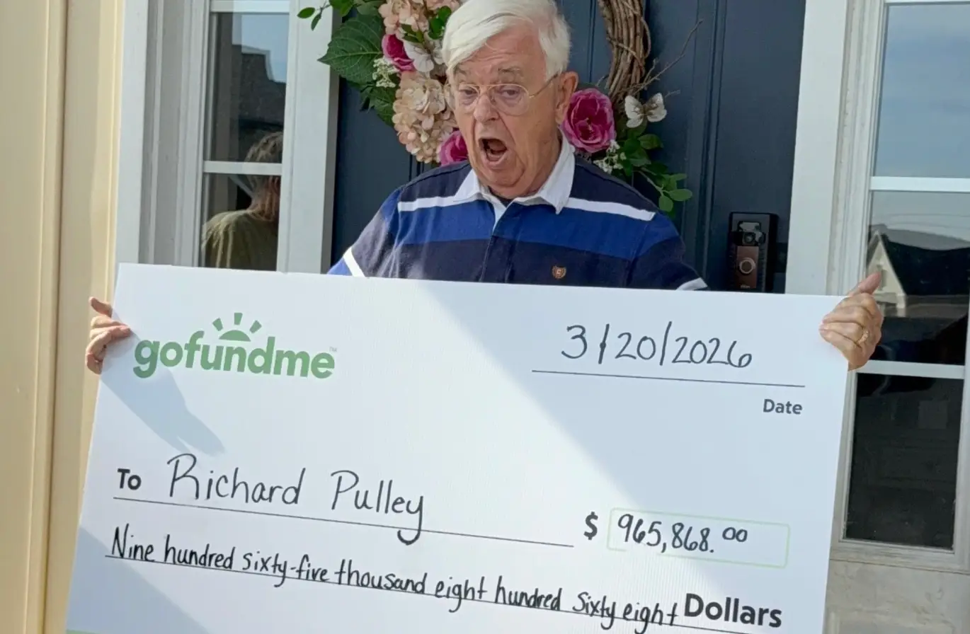 Richard received a huge check from GoFundMe on March 20 (GoFundMe)