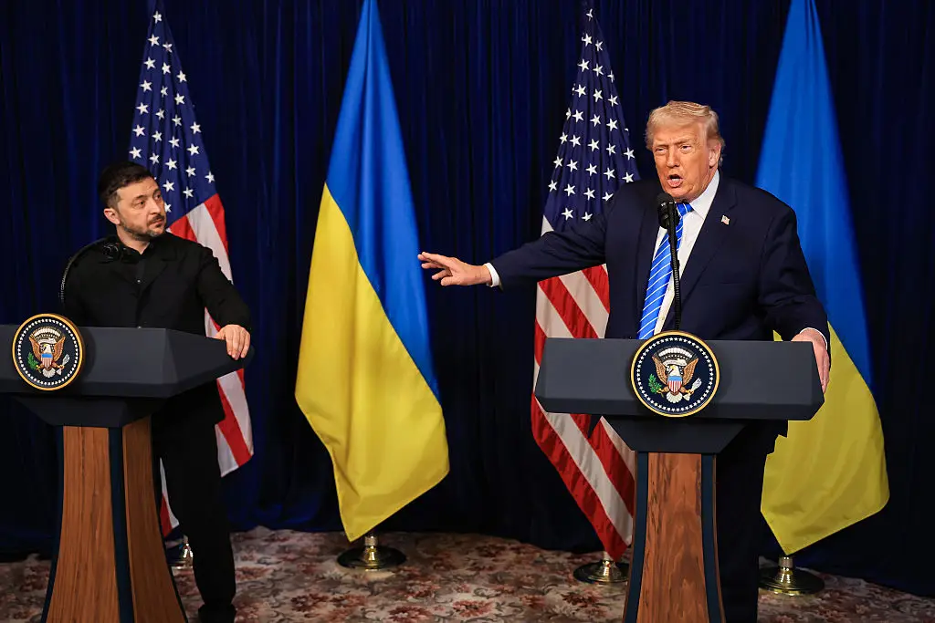 President Donald Trump said he was 'very angry' about the alleged bombing, while Ukrainian President Volodymyr Zelenskyy blasted the claims as 'typical Russian lies' (Joe Raedle/Getty Images)