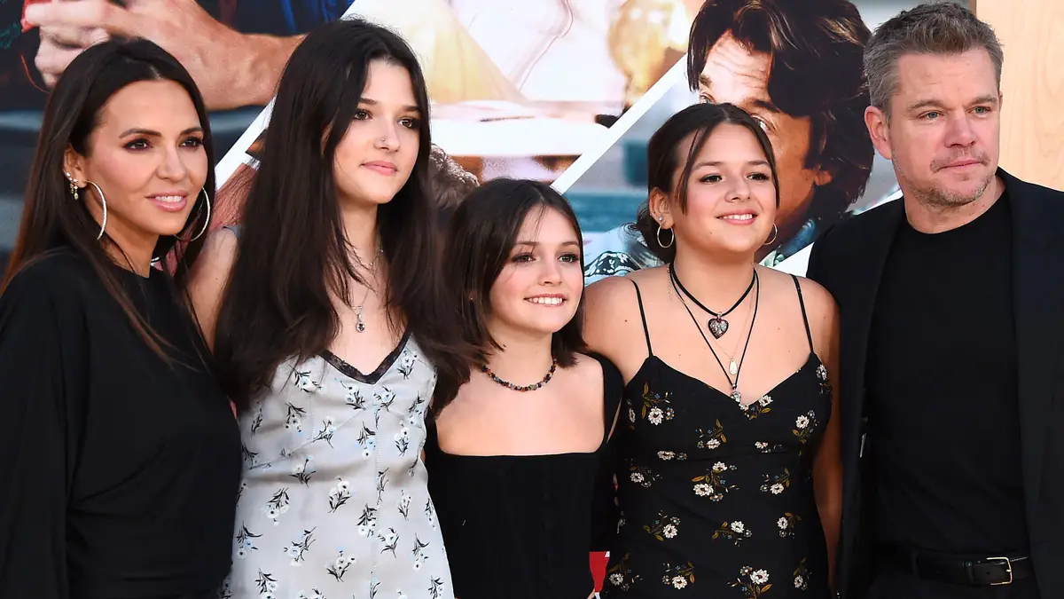 Matt Damon with his family.