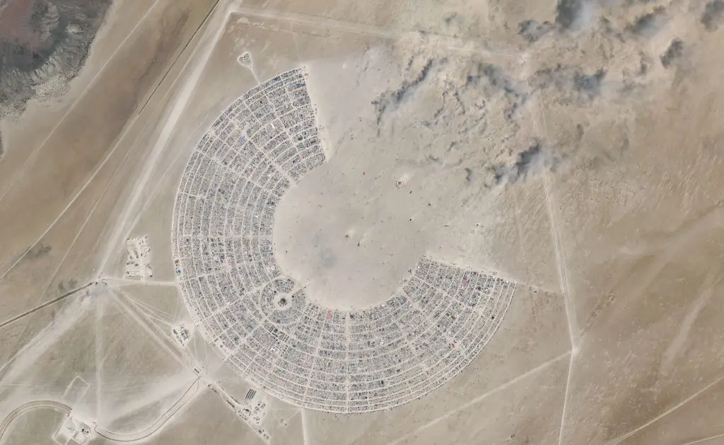 A man was found dead at this year's Burning Man Festival in the Black Rock Desert, Nevada (Getty Images/Maxar)