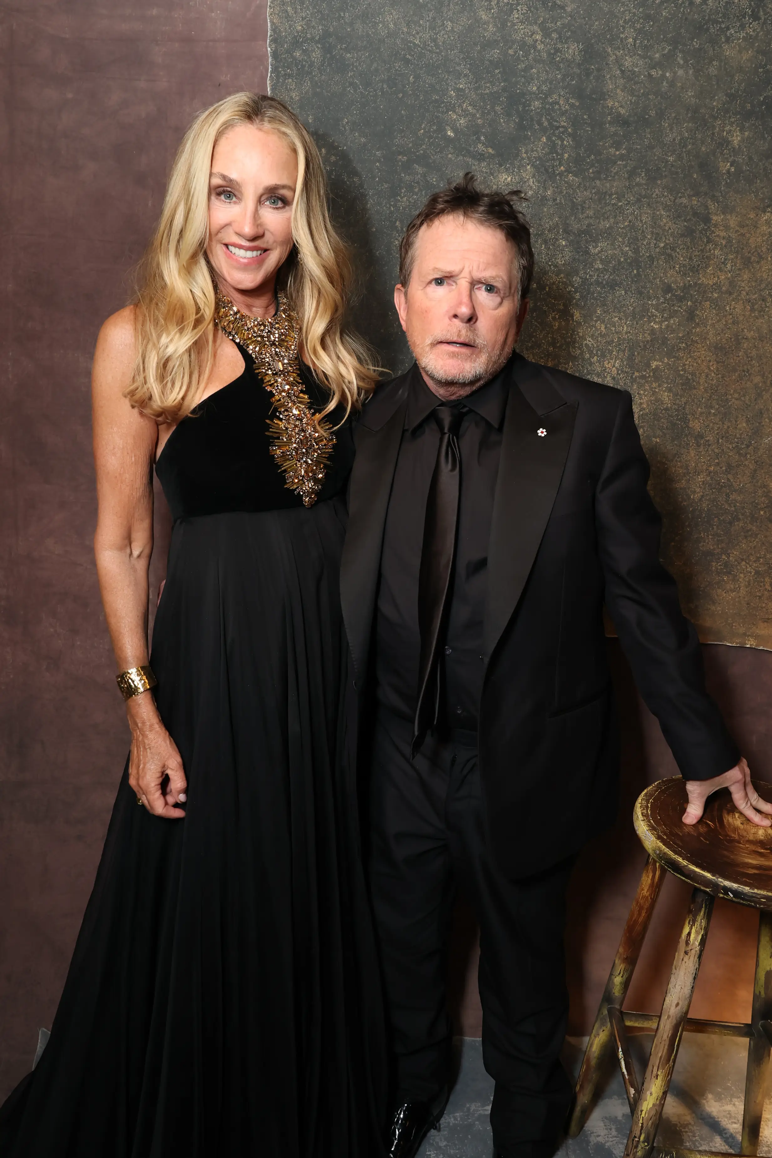 Fox attended the awards with his wife of nearly four decades, Tracy Pollan (Eric Charbonneau/Apple TV via Getty Images)