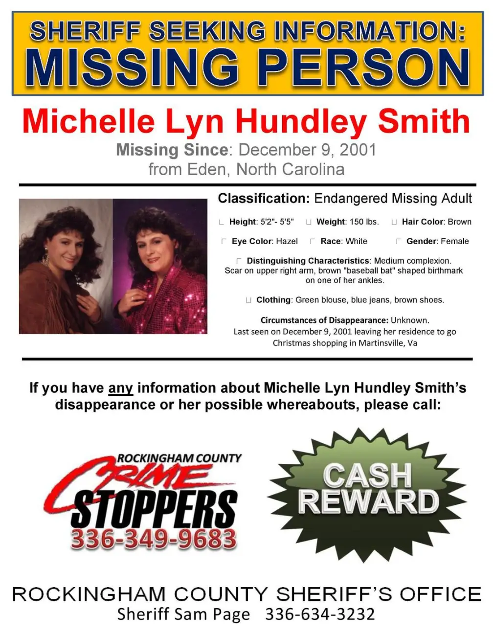 Michele's family and Rockingham County Sheriff's Office have worked tirelessly to try and find her over the past 24 years (Rockingham County Sheriff's Office)