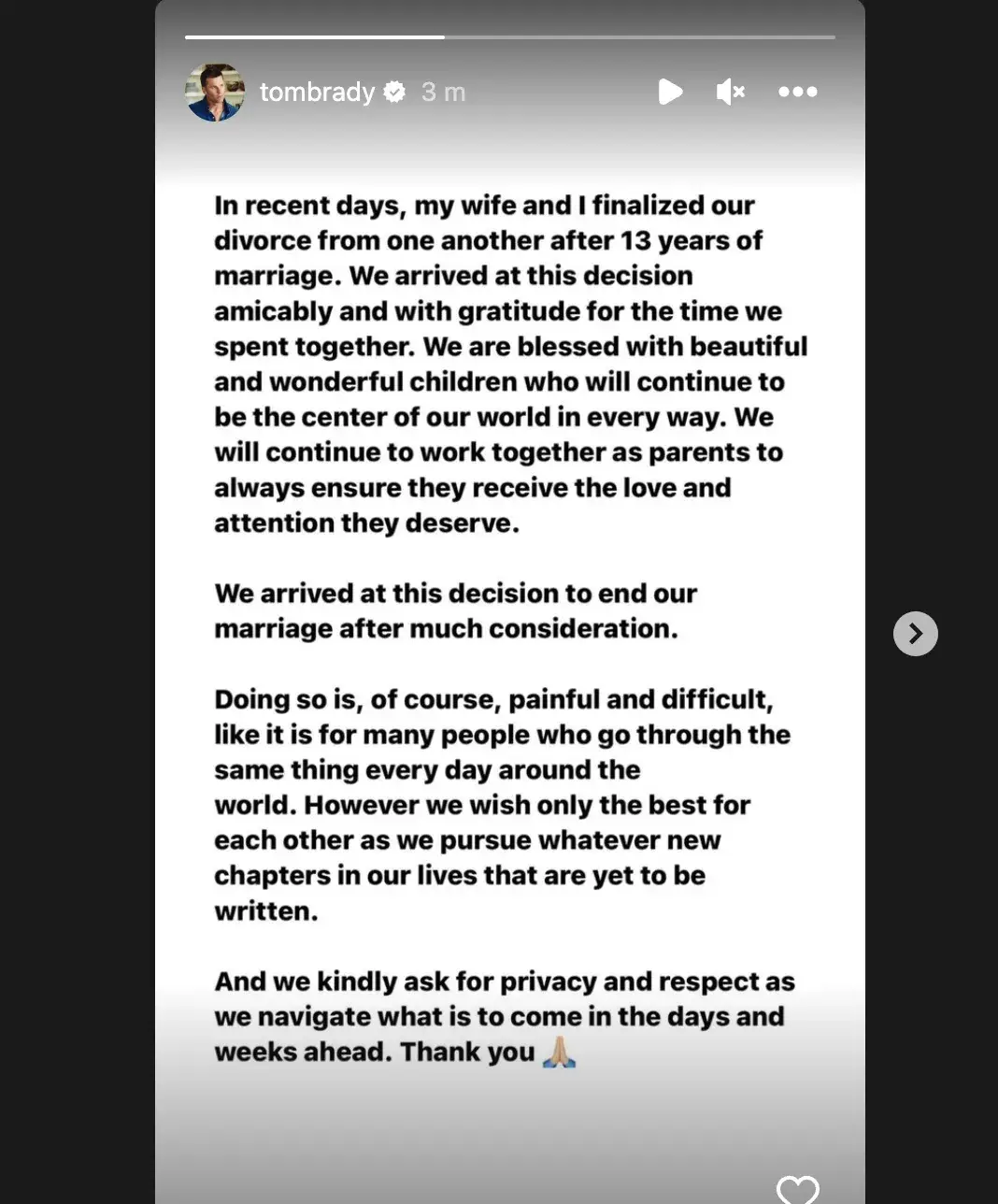 Tom Brady announced he and Gisele Bündchen were getting a divorce.