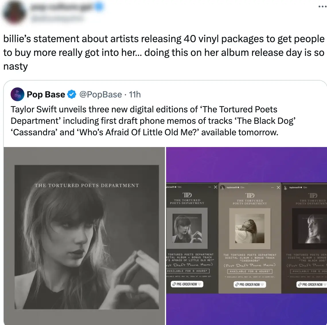 Fans criticised the timing of Swift's announcement. (X)