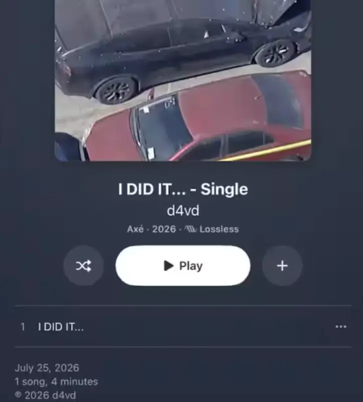 As of the time of writing, the audio itself has been taken down from D4vd's Apple Music account. (Apple Music)