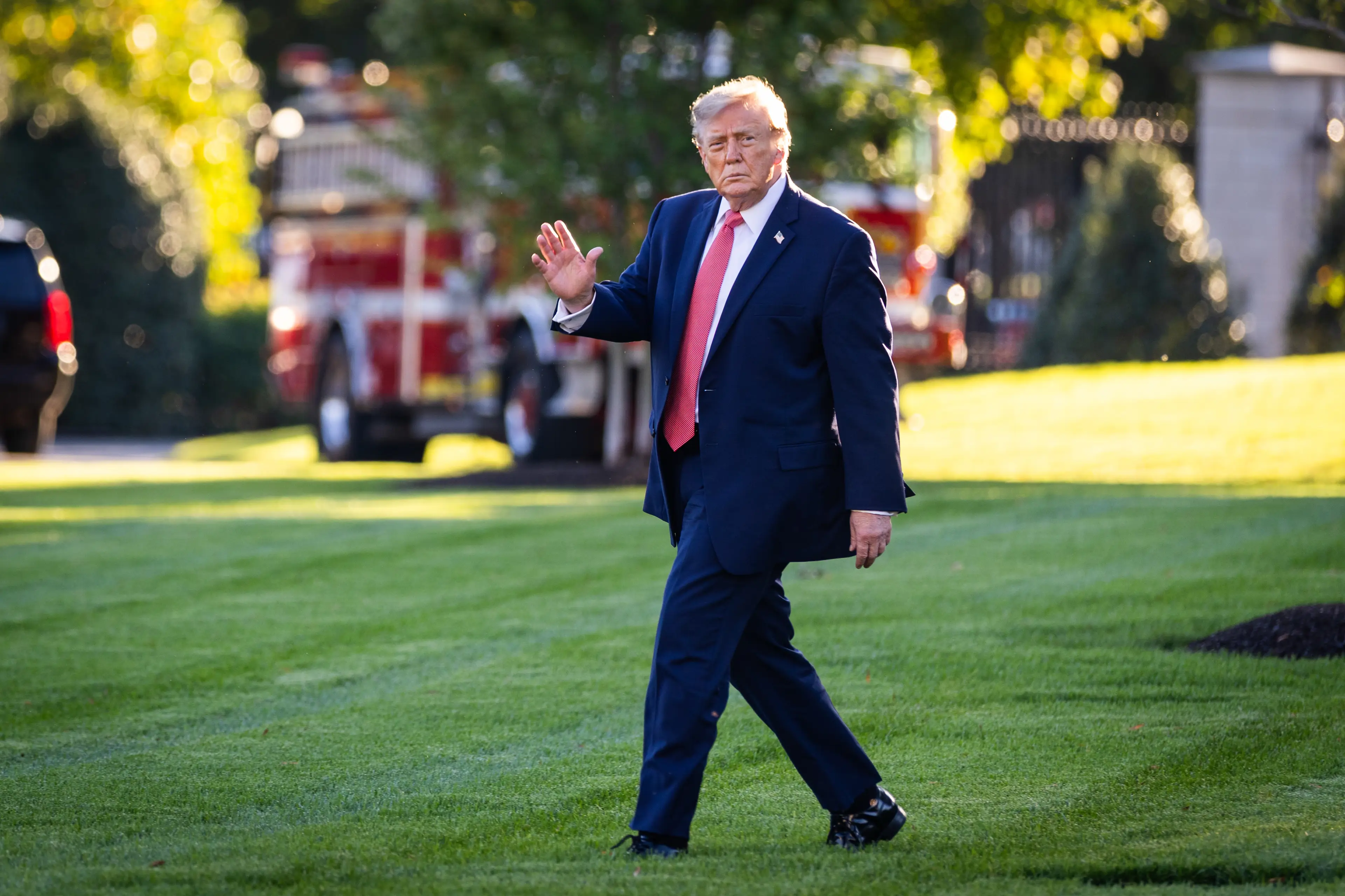 President Donald Trump, 80, left the White House for Kansas on Monday, October 19. (Photo by Andrew Harnik/Getty Images)