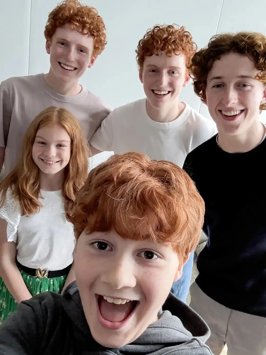 Tristan Harland, Gabriel Harland, Ruari Spooner, Gracie Cochrane and Alastair Stout are bringing to life the Weasley Family in the show(HBO)