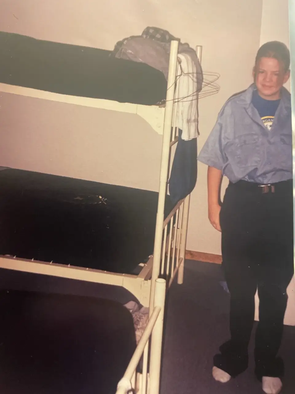 Kat was given a room with a bunk bed at the church.