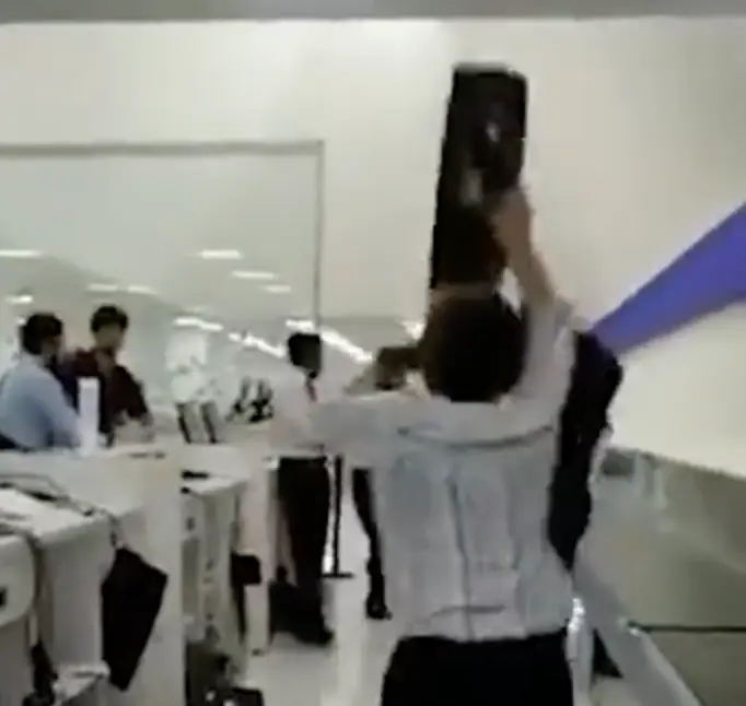 Maria threw equipment to the ground during her rage.