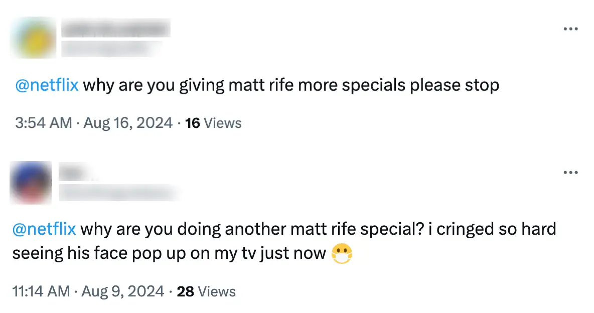 People have questioned why Matt Rife was given another special. (Twitter)