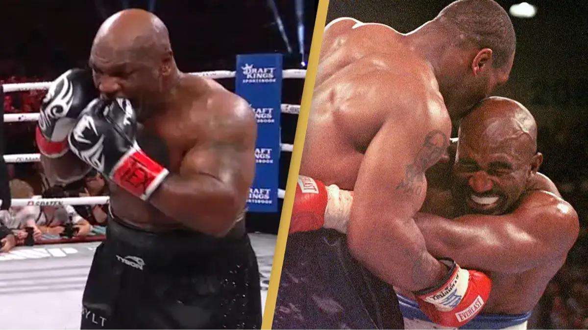 Mike Tyson caught biting in the ring again before losing to Jake Paul