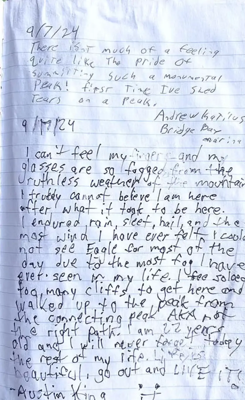 His dad, Brian, shared his final note (Brian King-Henke)