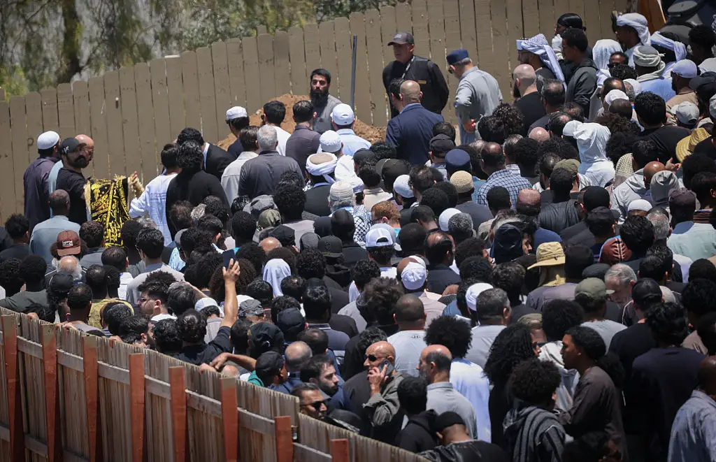 A funeral service was healed at the San Diego Islamic Centre following the attack (Photo by Sandy Huffaker/Getty Images)