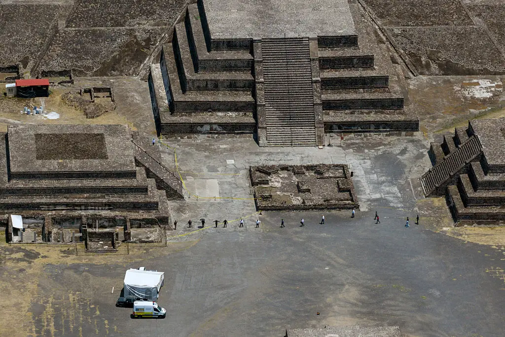 An aerial view of the Teotihuacán archaeological zone following the shooting (RAY MARMOLEJO / AFP via Getty Images)