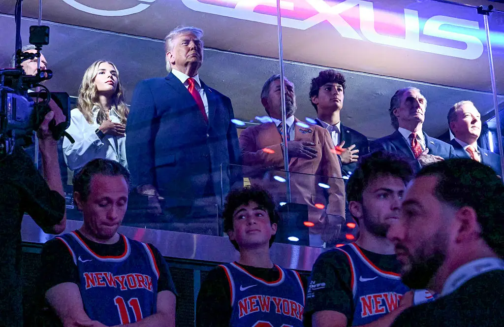 Donald Trump's granddaughter, Kai, has come under fire after sharing a response to the crowd reaction her grandfather received during the NBA Finals. (Photo by SAUL LOEB / AFP via Getty Images)