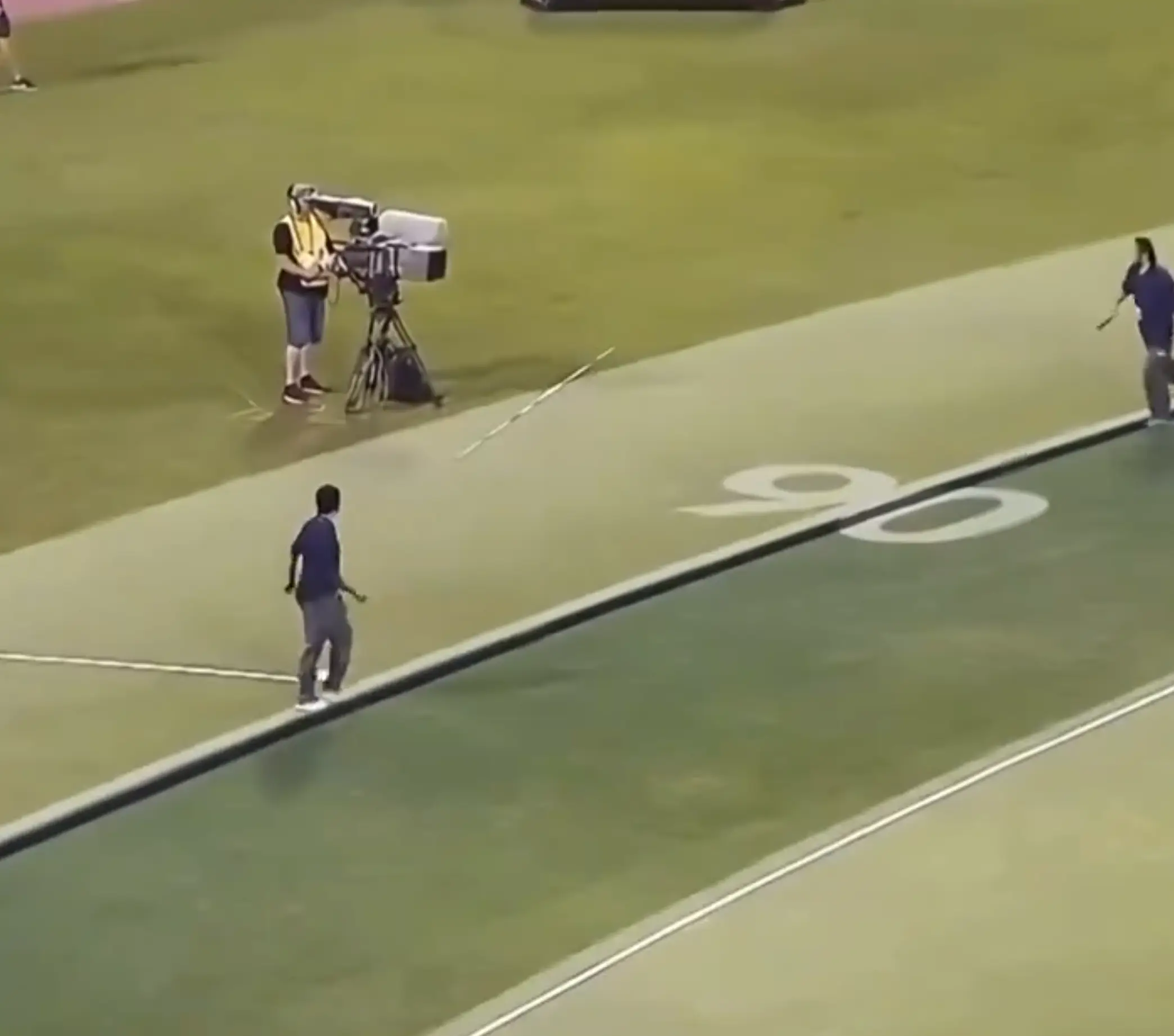 Ice ran through the cameraman's veins as the reigning Olympic gold medallist at the time Thomas Röhler launched a javelin over the 90-meter mark. (YouTube/Wanda Diamond League)