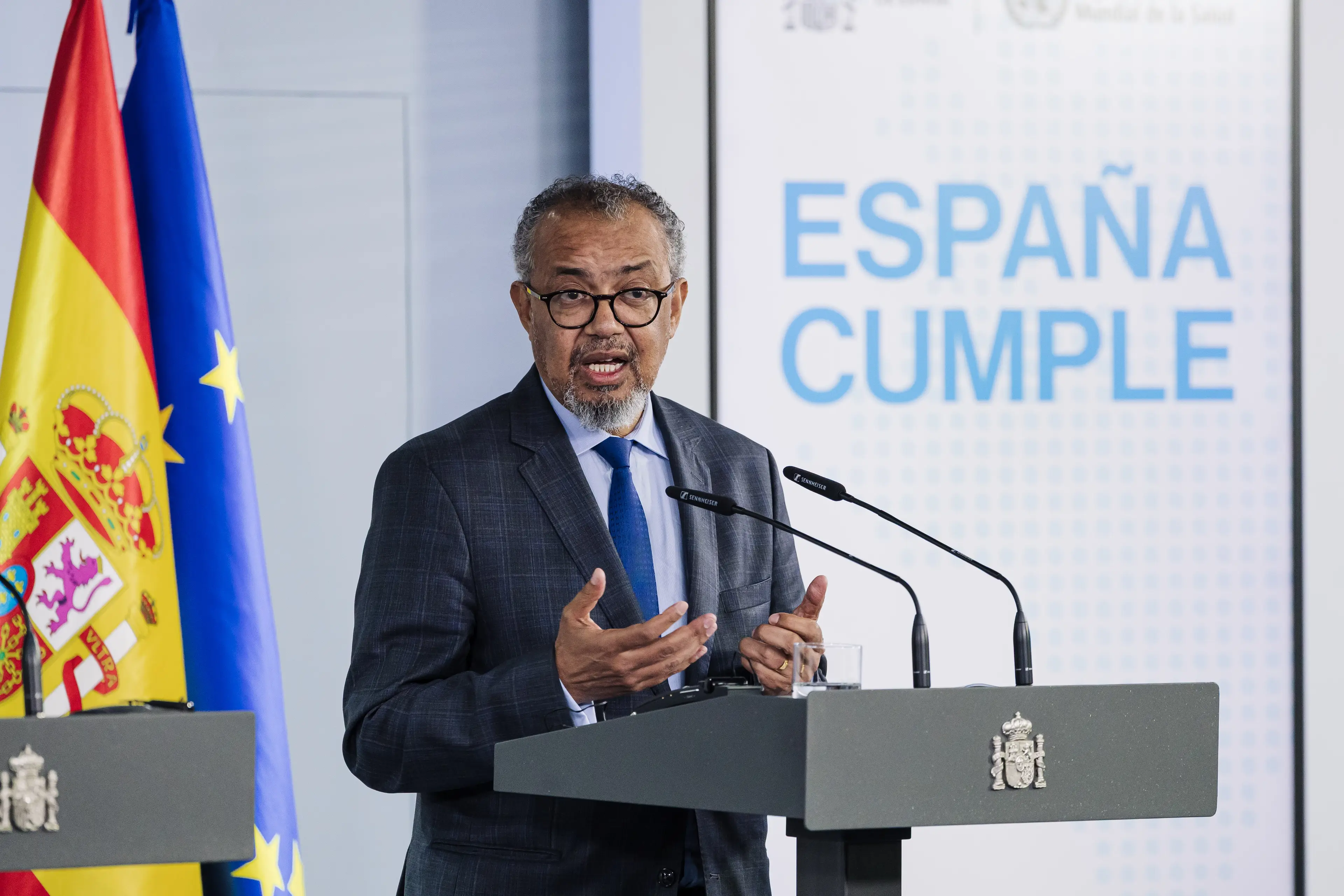 Dr Tedros Adhanom Ghebreyesus was speaking at a press conference on Tuesday (Carlos Lujan/Europa Press via Getty Images)