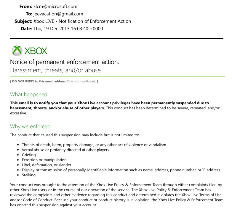 Epstein received an initial warning from Xbox (DoJ)