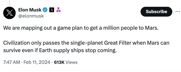 Elon Musk said he's working on a 'game plan' to get to Mars.