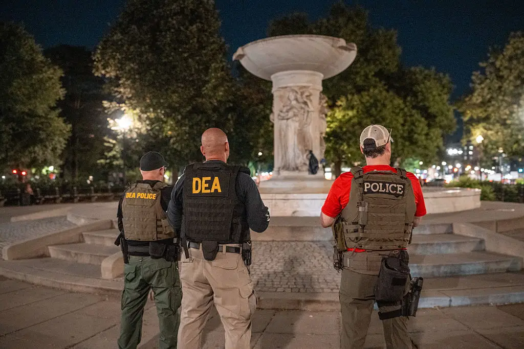 A White House official said police 'will be identified, in marked units, and highly visible' (Andrew Leyden/Getty Images)