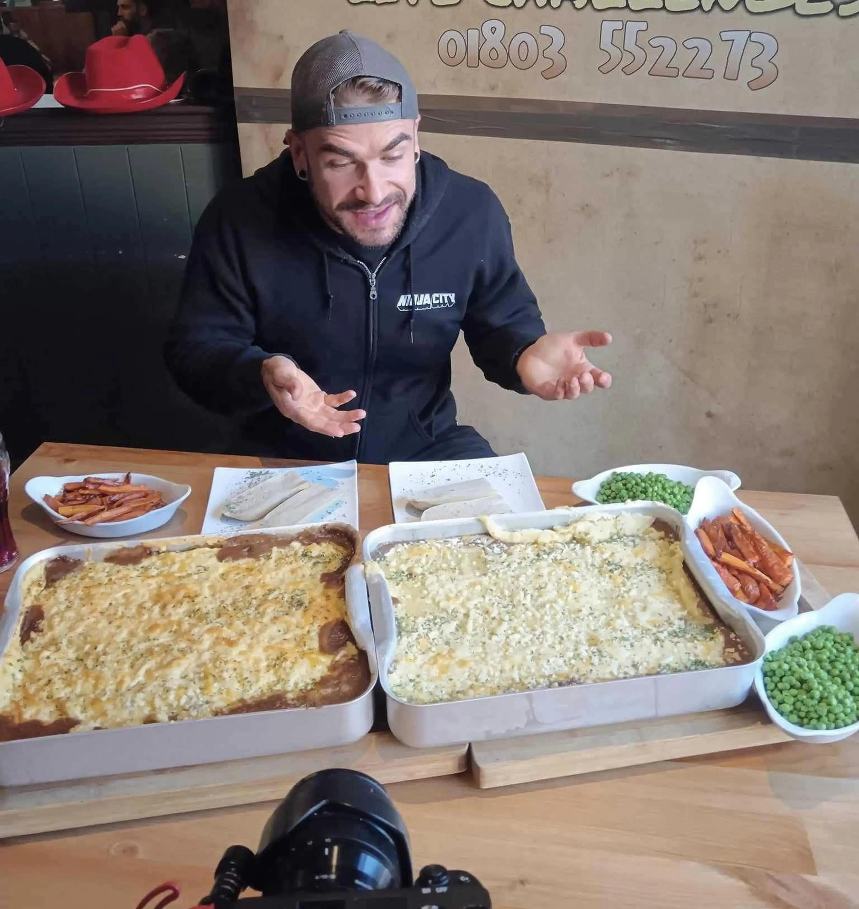 One hour, 9kg of food, over 11,000 calories. (Kennedy News and Media)