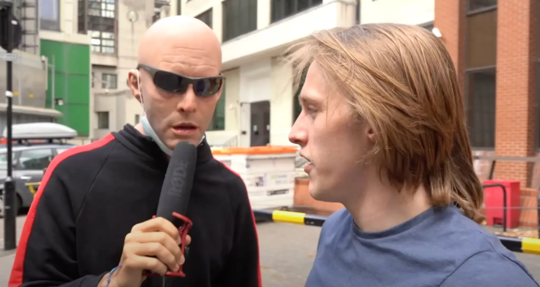 Niko Omilana donned a prosthetic mask at the right wing rally in 2020, which was later spotted by demonstrators (YouTube/Niko Omilana)