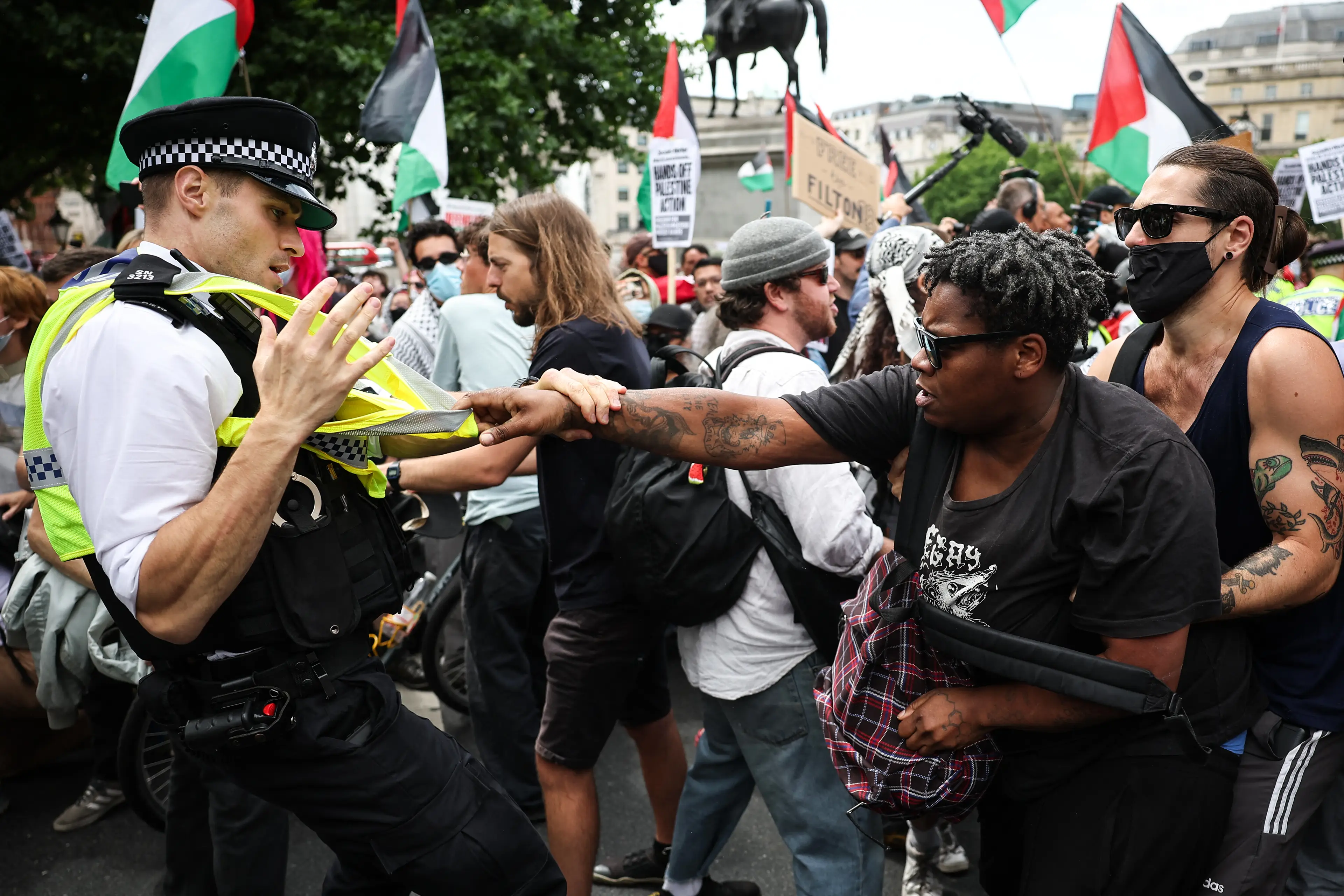 Protests in support of Palestine Action have been held across the UK after news of the group's proscription (HENRY NICHOLLS via Getty Images)