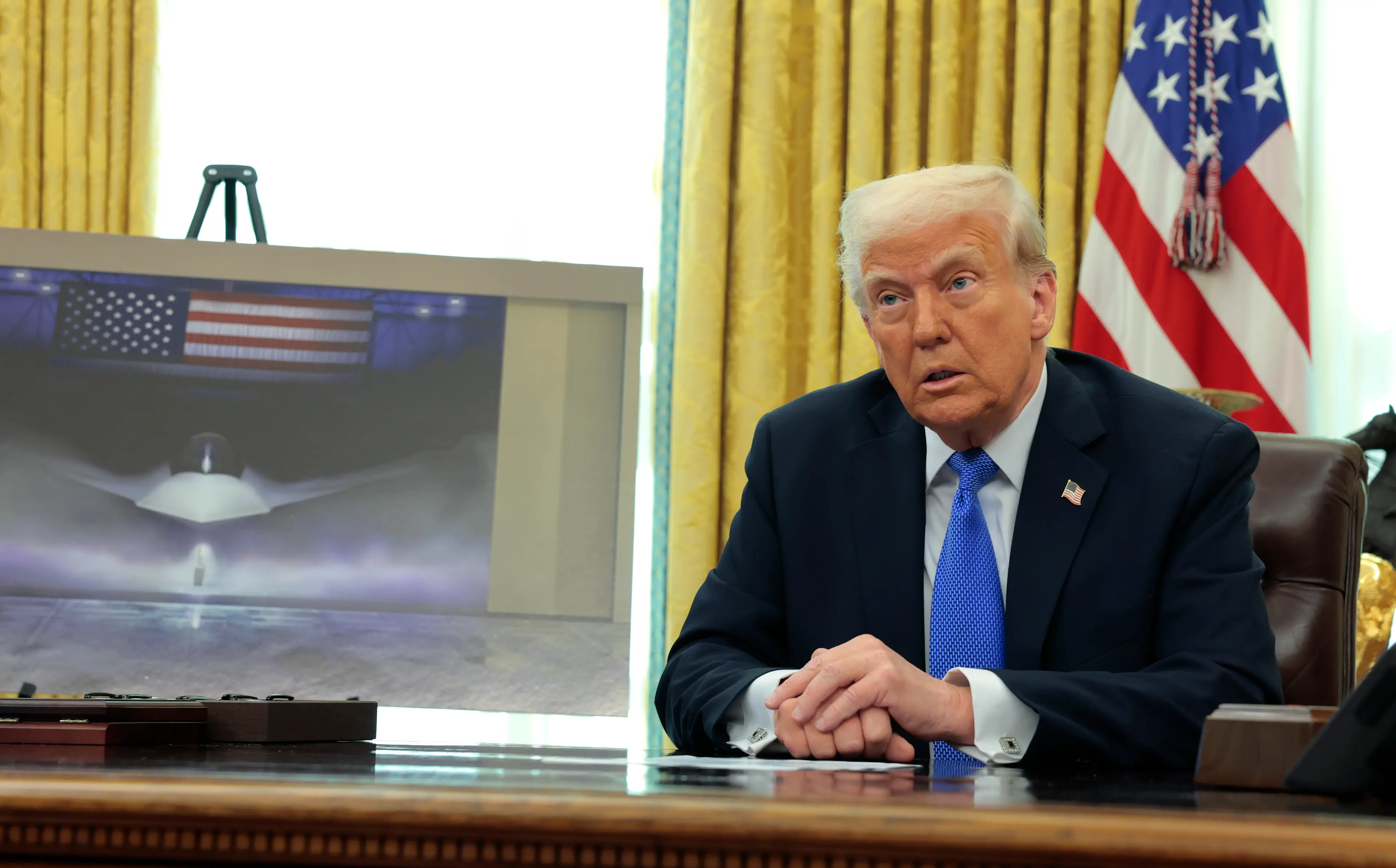Trump held a press conference in the Oval Office on Friday morning (Anna Moneymaker/Getty Images)