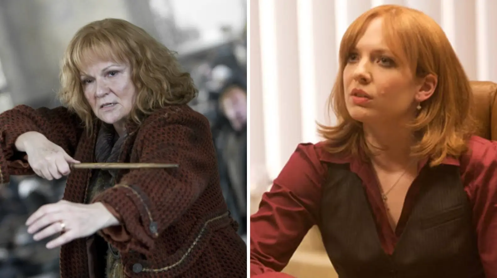 Julie Walters as Molly Weasley, and Katherine Parkinson, who will be reprising the role in the series (Warner Bros/Channel 4)