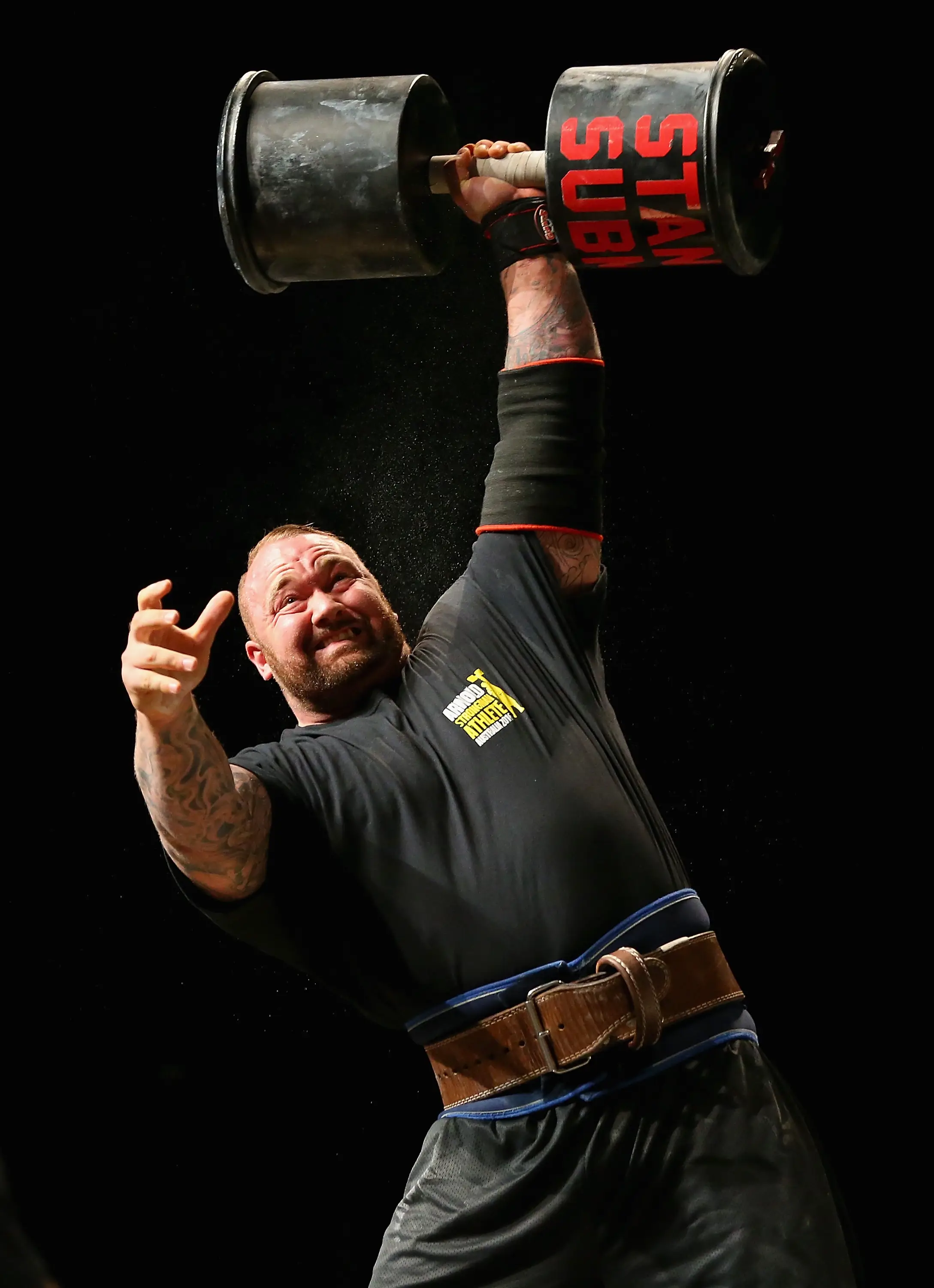 He's won multiple strongman titles. (Quinn Rooney/Getty Images)