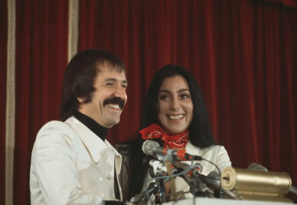 Sonny Bono with wife Cher (UPI/Bettmann Archive/Getty Images)