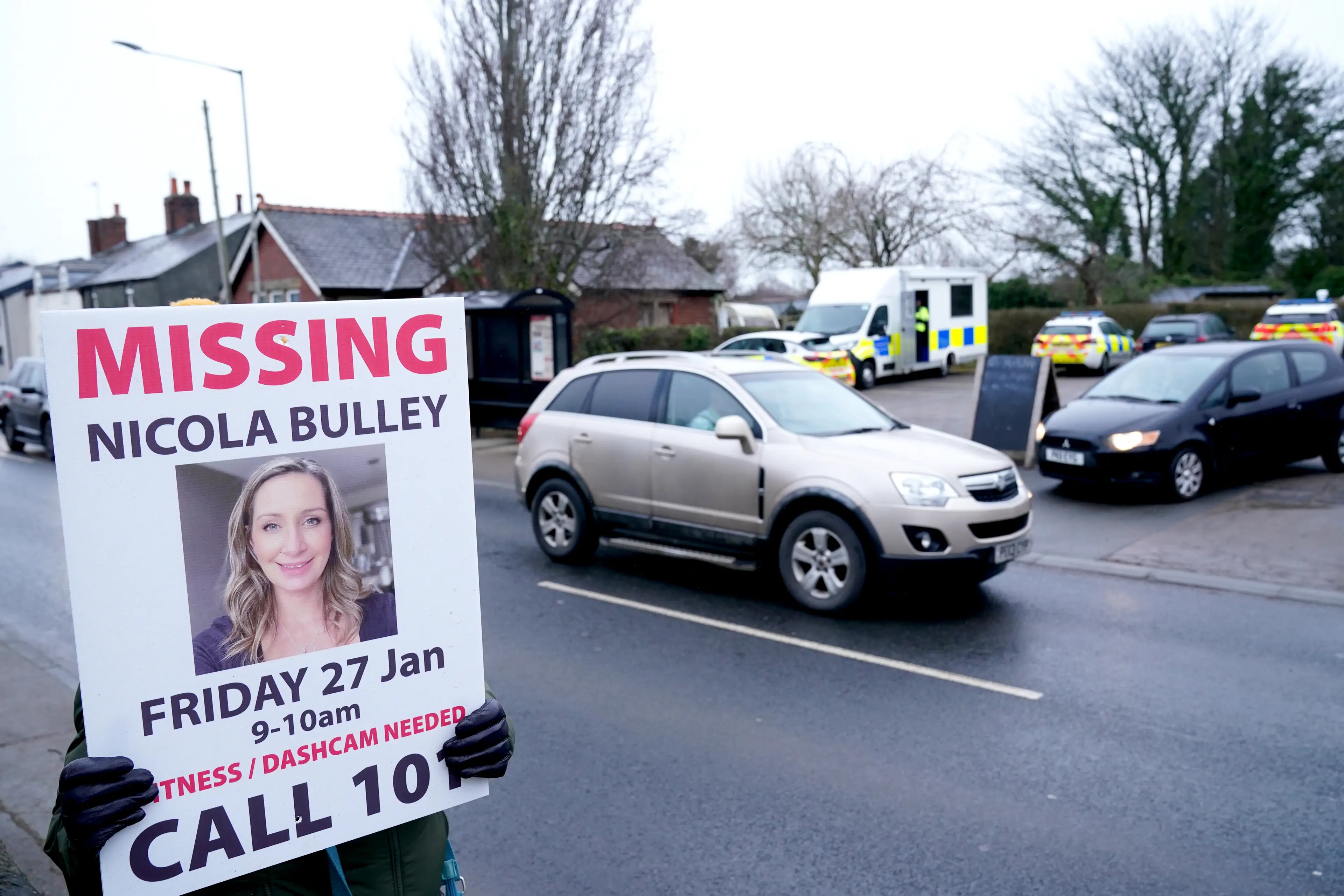 Friends of Nicola Bulley appealing for information during the search to find her (Owen Humphreys / PA Wire)