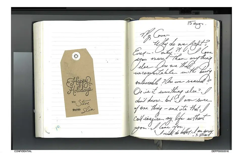 Johnny Depp and Amber Heard shared the 'love journal', which would see them write love notes to one another.