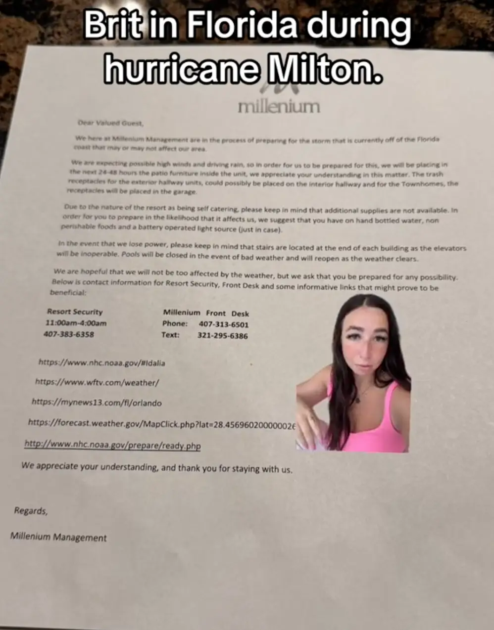 A damning letter from the hotel left guests to fend for themselves (Tiktok/scouseblu)