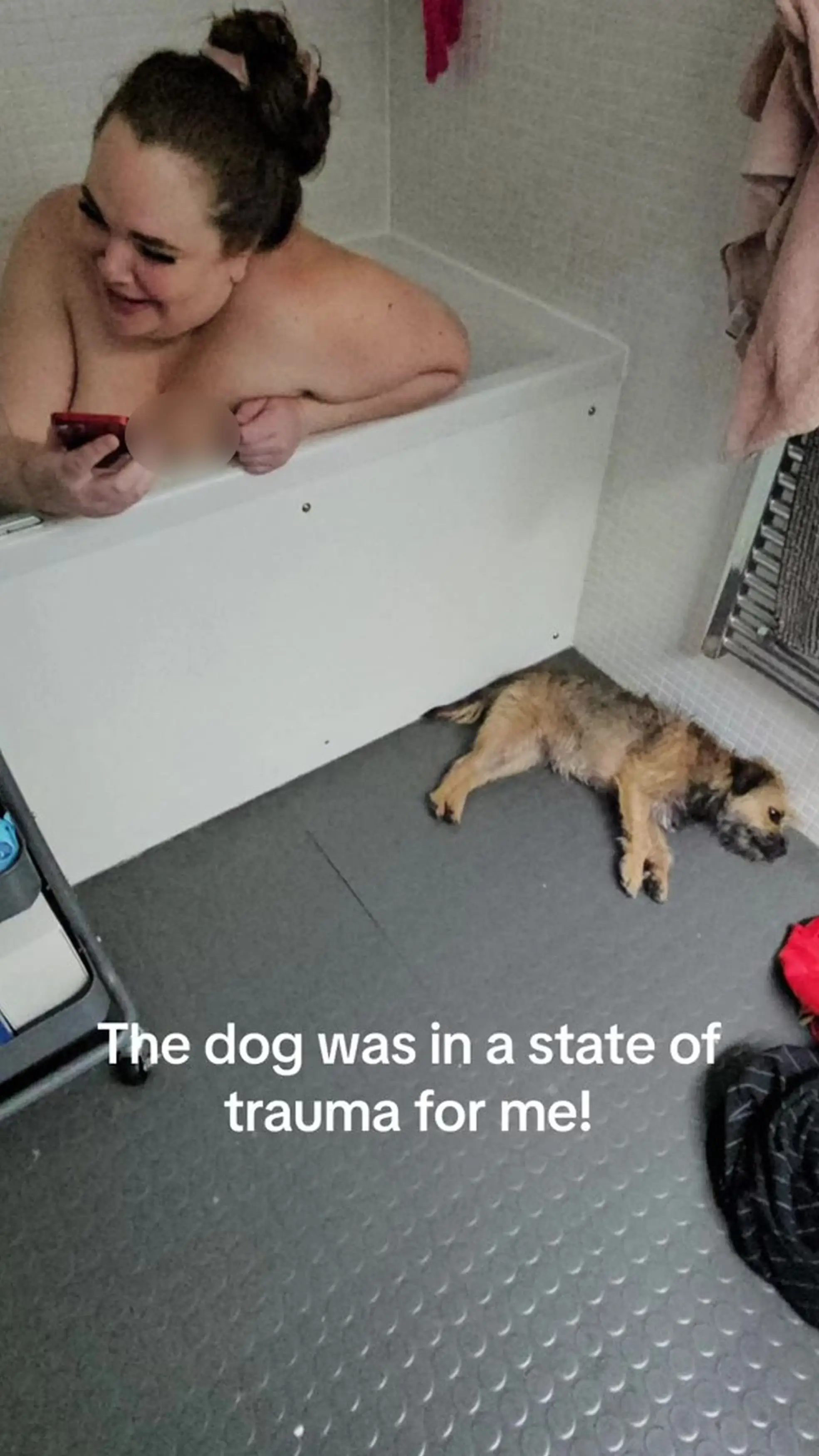 Her first attempt to dislodge the stuck adult toy involved a 40-minute bath, but that proved unsuccessful.