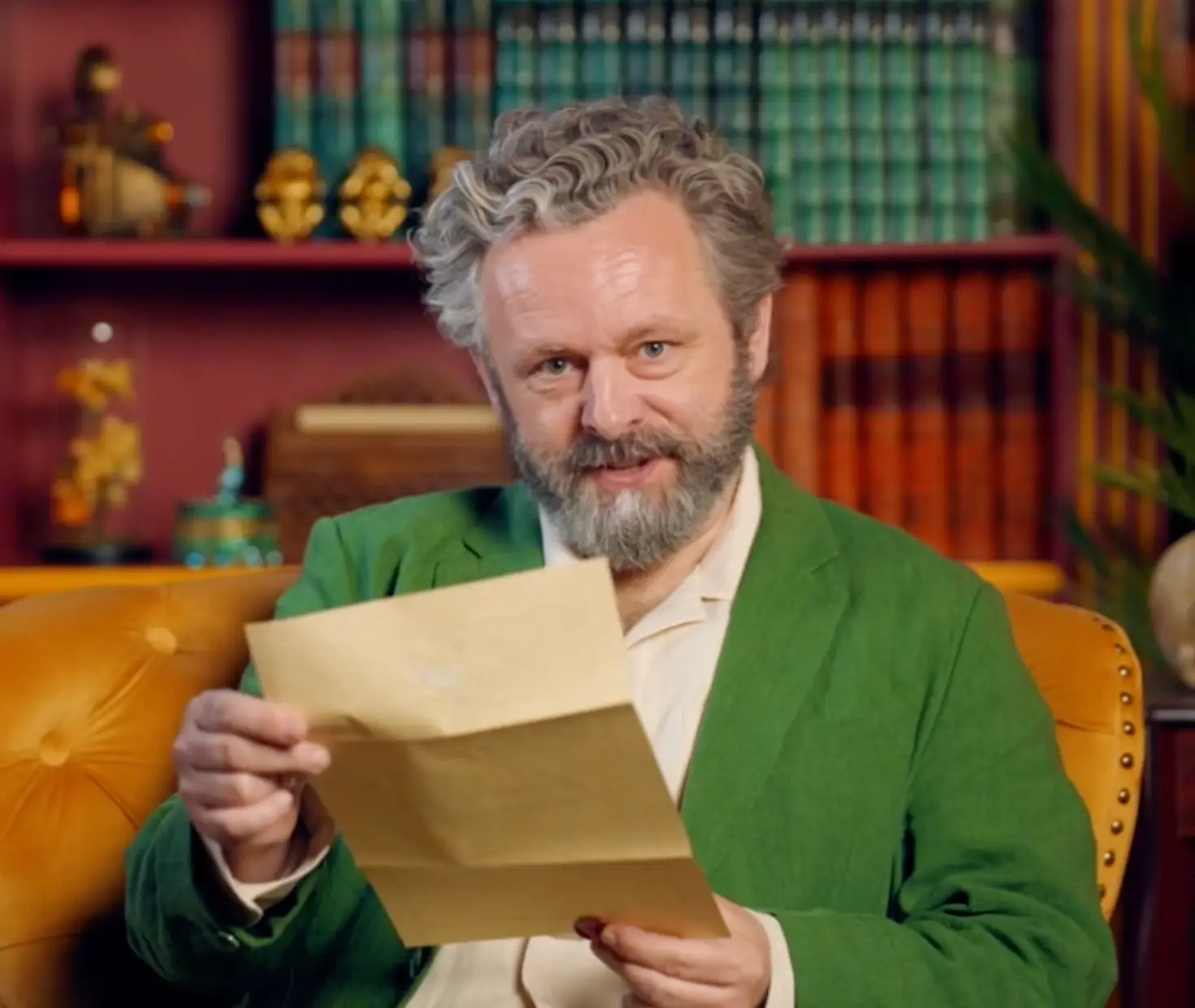 Michael Sheen reacting to his murder (BBC)