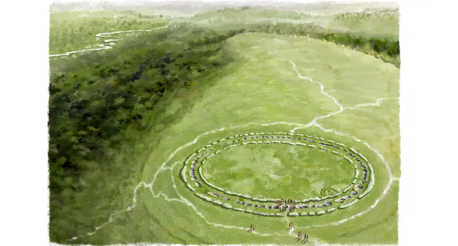 Flagstones enclosure seen shortly after construction in the middle Neolithic period (Jennie Anderson / University of Exeter)