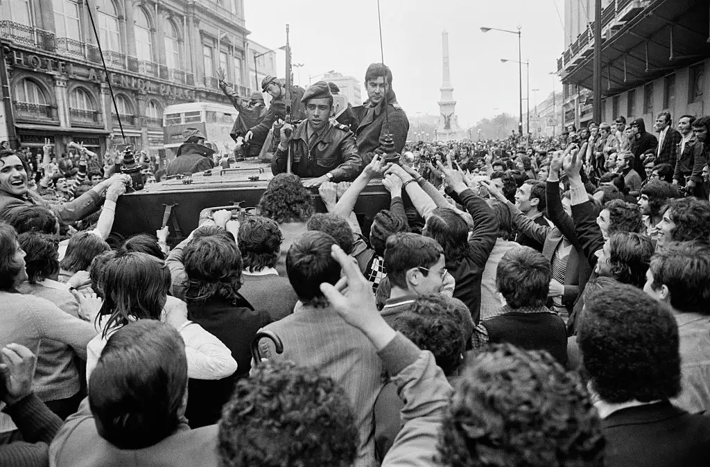 Soldiers were greeted in the streets after the coup (Photo by Henri Bureau/Sygma/Corbis/VCG via Getty Images)
