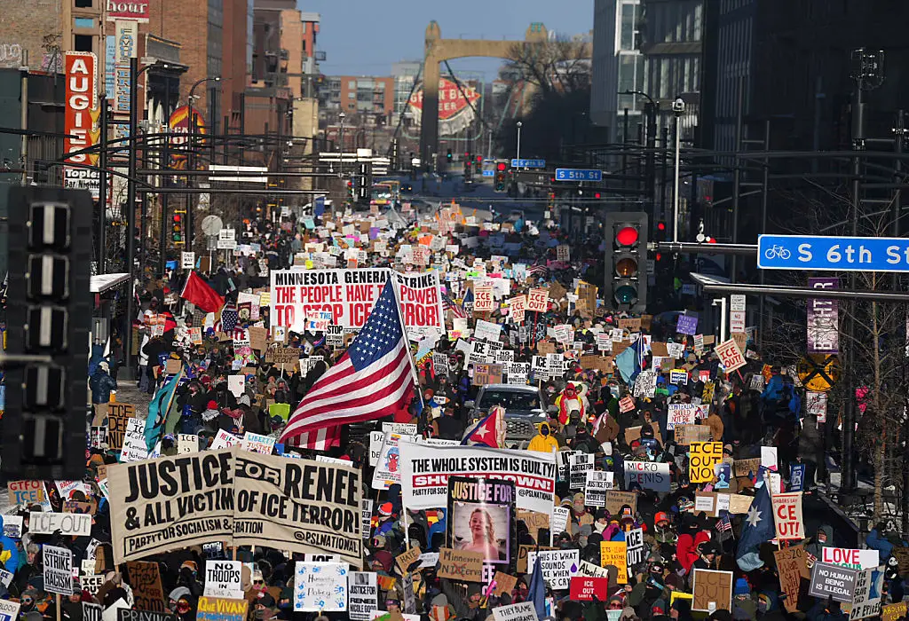 The shooting occurred amid protests against ICE operations in Minneapolis (Alex Kormann/The Minnesota Star Tribune via Getty Images)