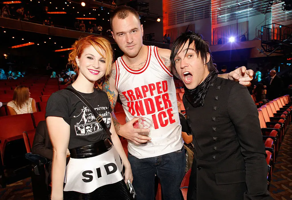  Singer Haley Williams of Paramore, musician Chad Gilbert of New Found Glory and musician Pete Wentz of Fall Out Boy ( Christopher Polk/Getty Images)