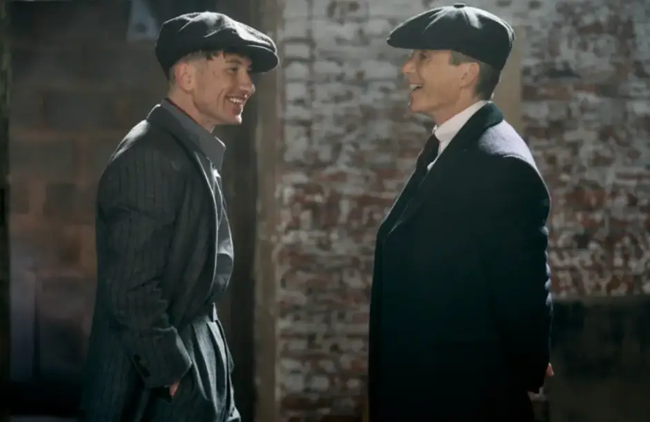 Barry Keoghan and Cillian Murphy on set of Peaky Blinders: The Immortal Man (Netflix)