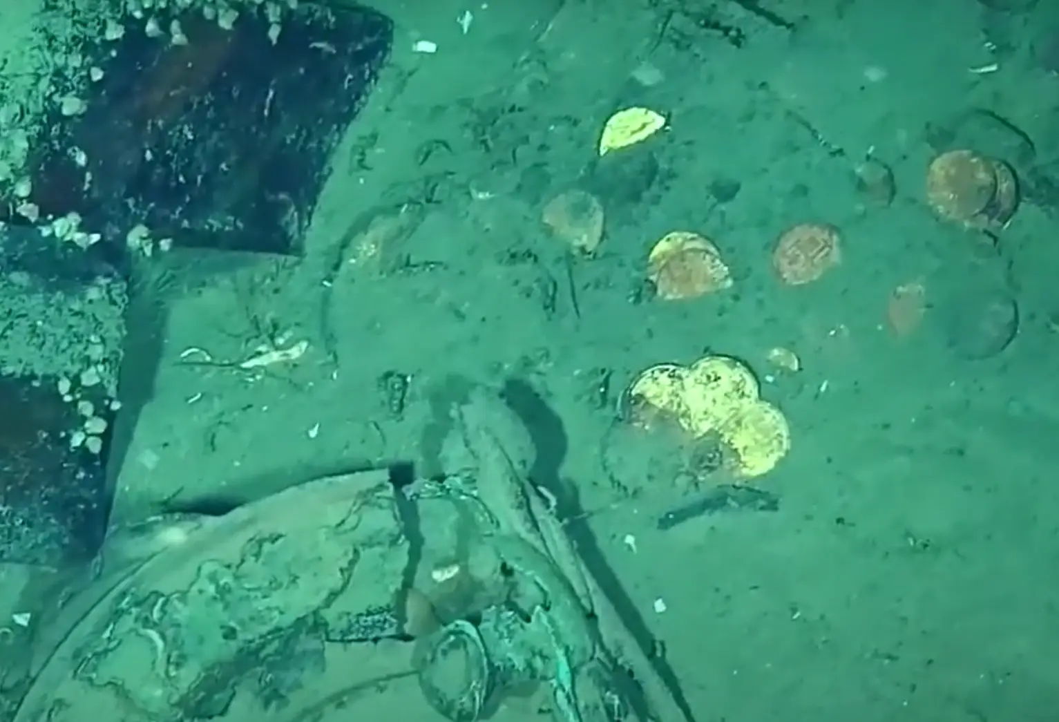 Researchers think the patterns on the coins confirm it's the 'holy grail of shipwrecks' (Youtube/DimarColombia)